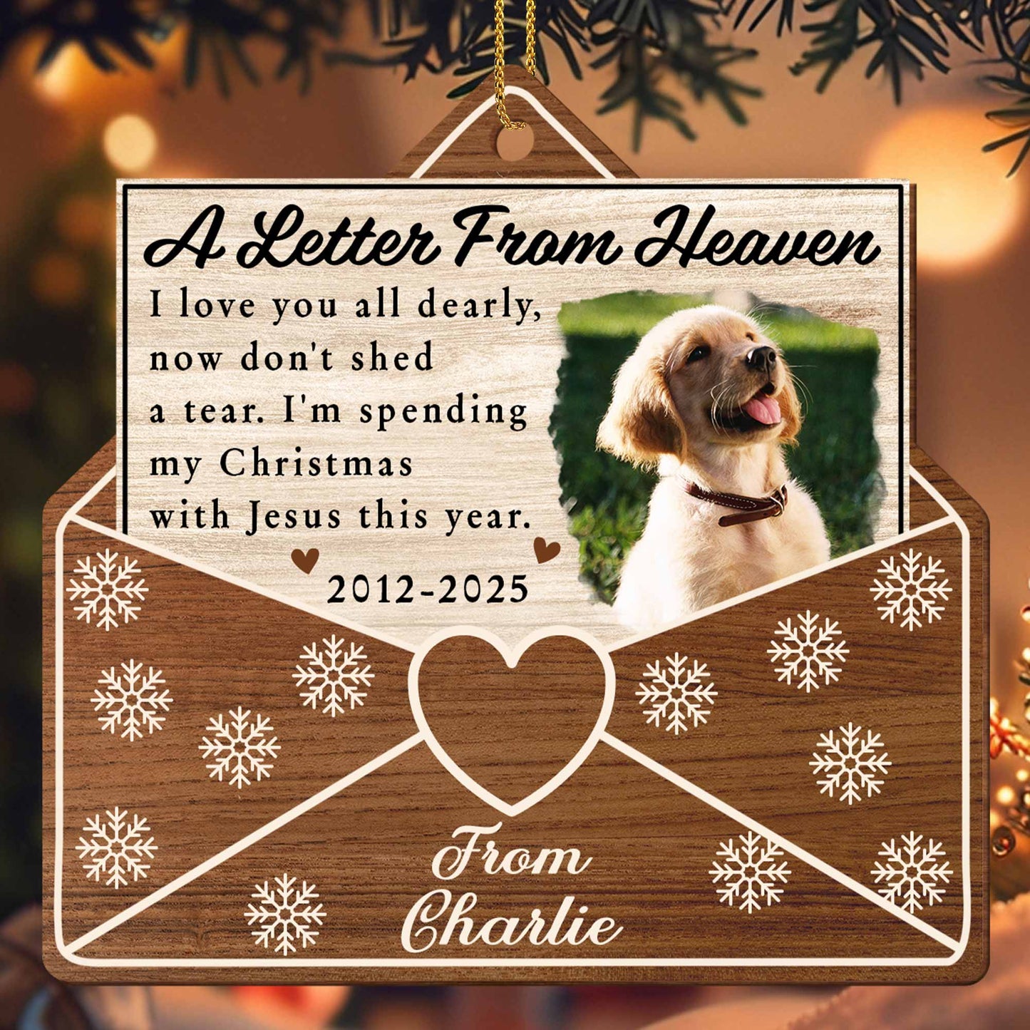 A Letter From Heaven, Dog And Snowflakes Ornament