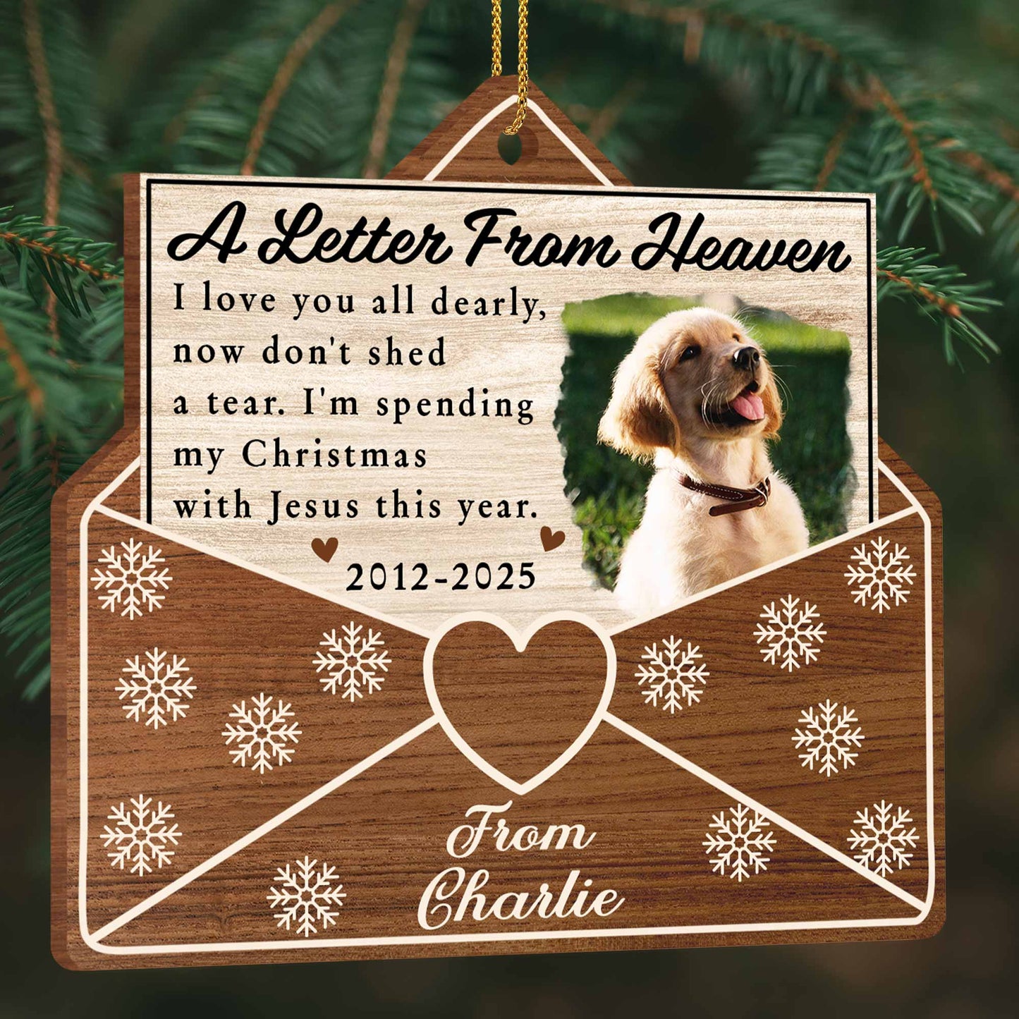 A Letter From Heaven, Dog And Snowflakes Ornament