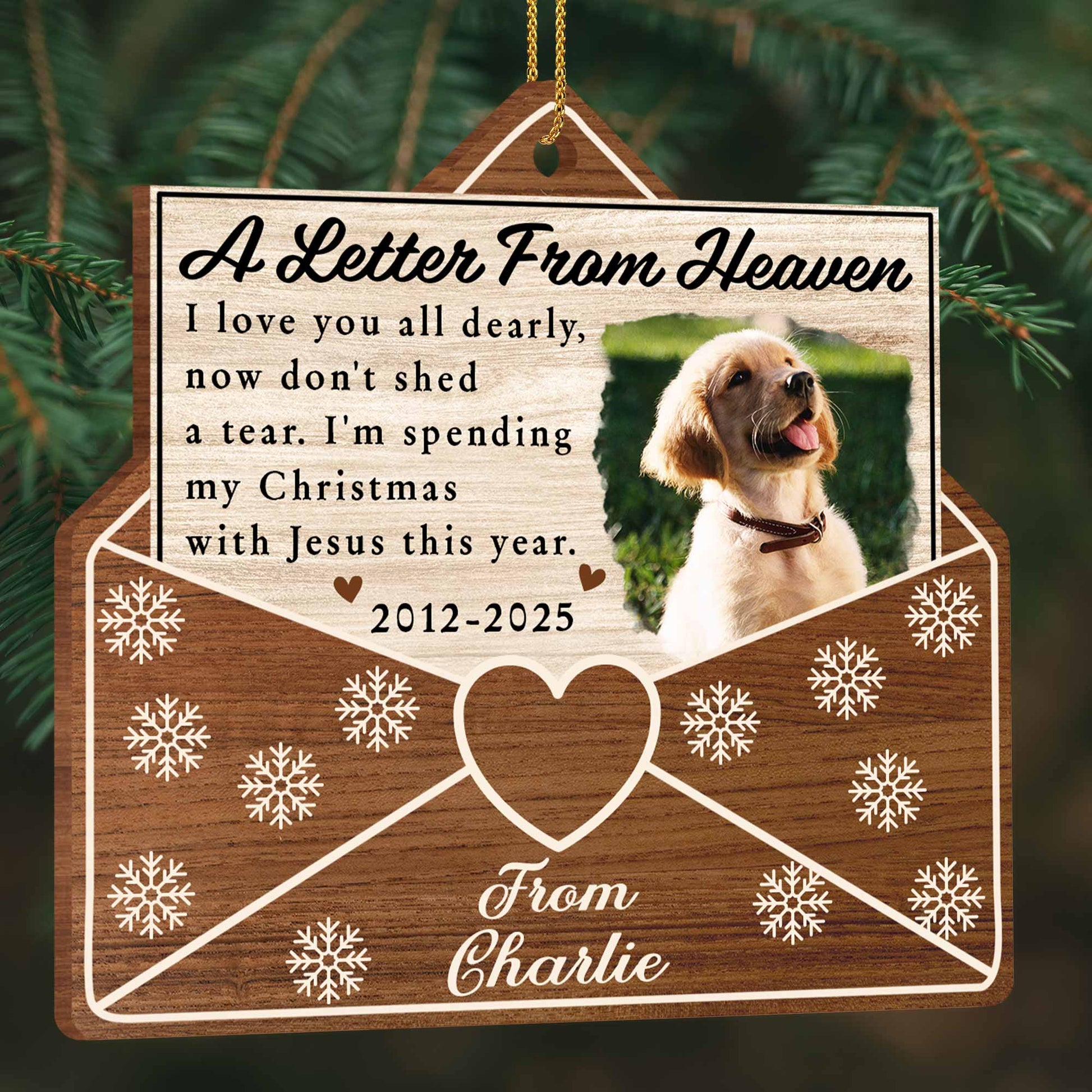 A Letter From Heaven, Dog And Snowflakes Ornament