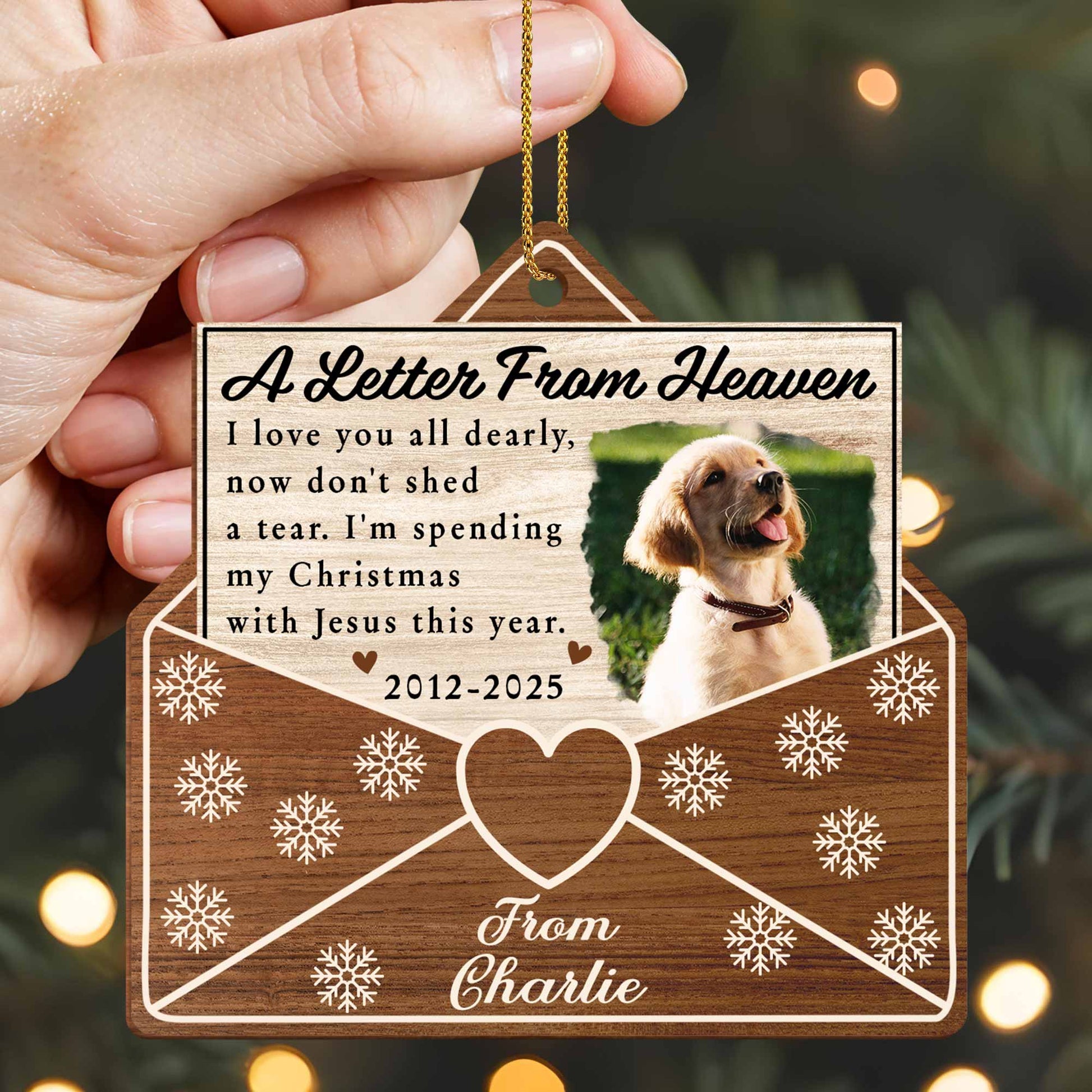 A Letter From Heaven, Dog And Snowflakes Ornament