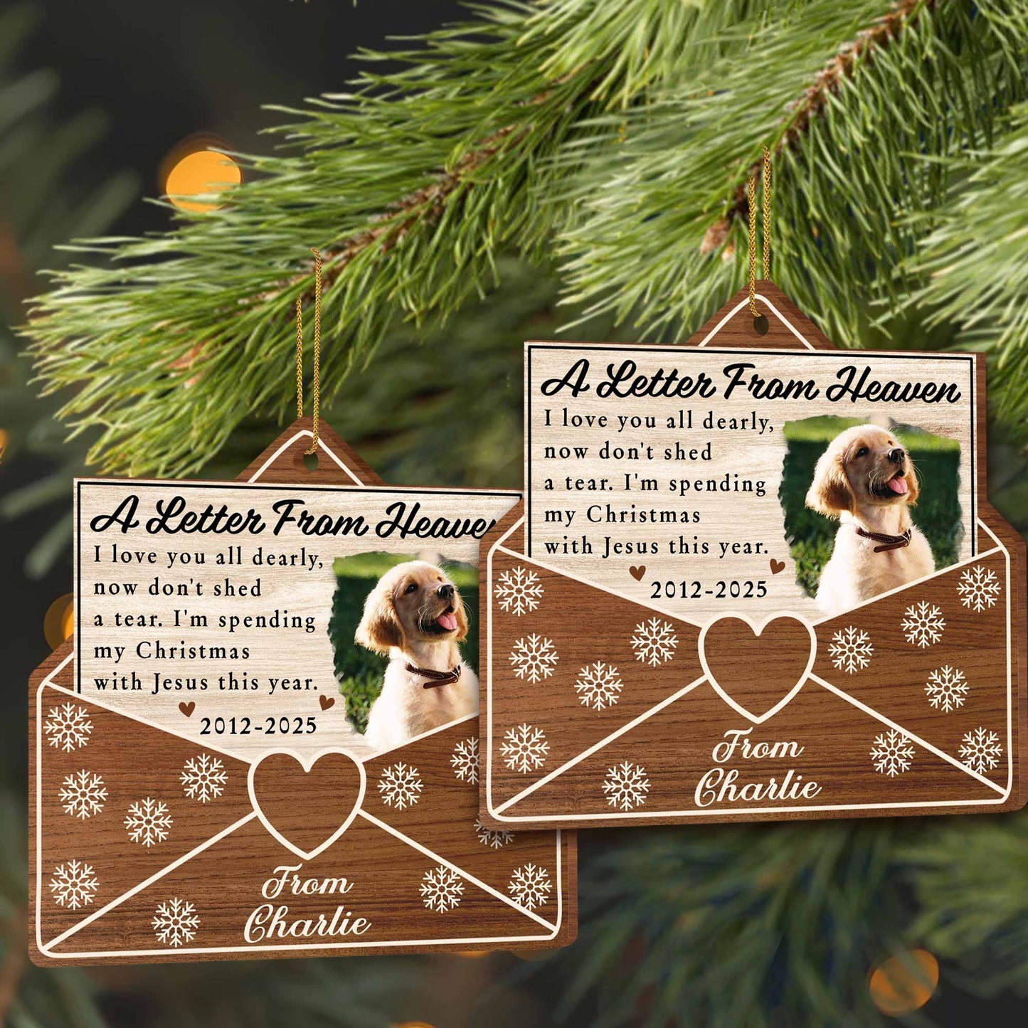 A Letter From Heaven, Dog And Snowflakes Ornament