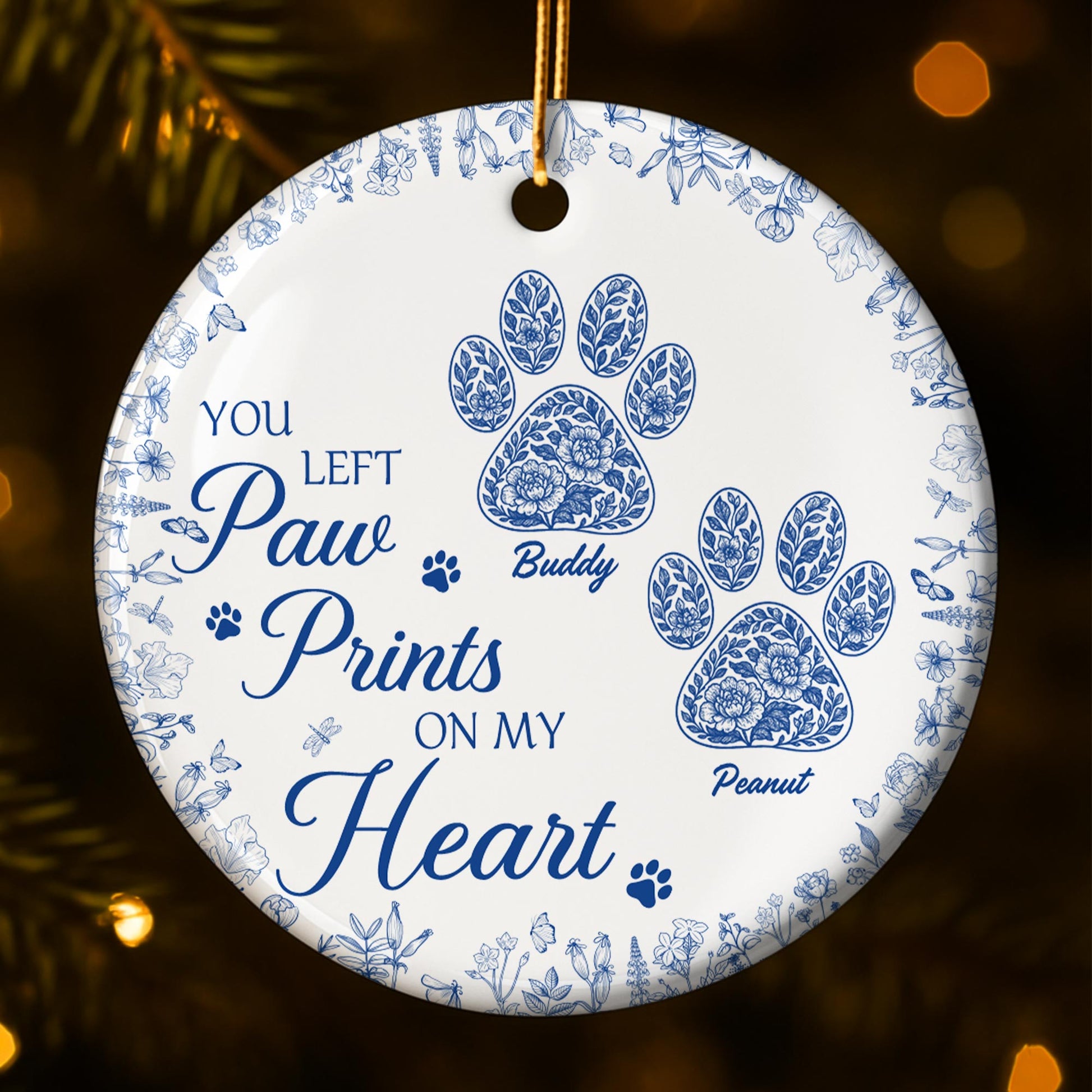 You Left Paw Prints On My Heart With Floral Design