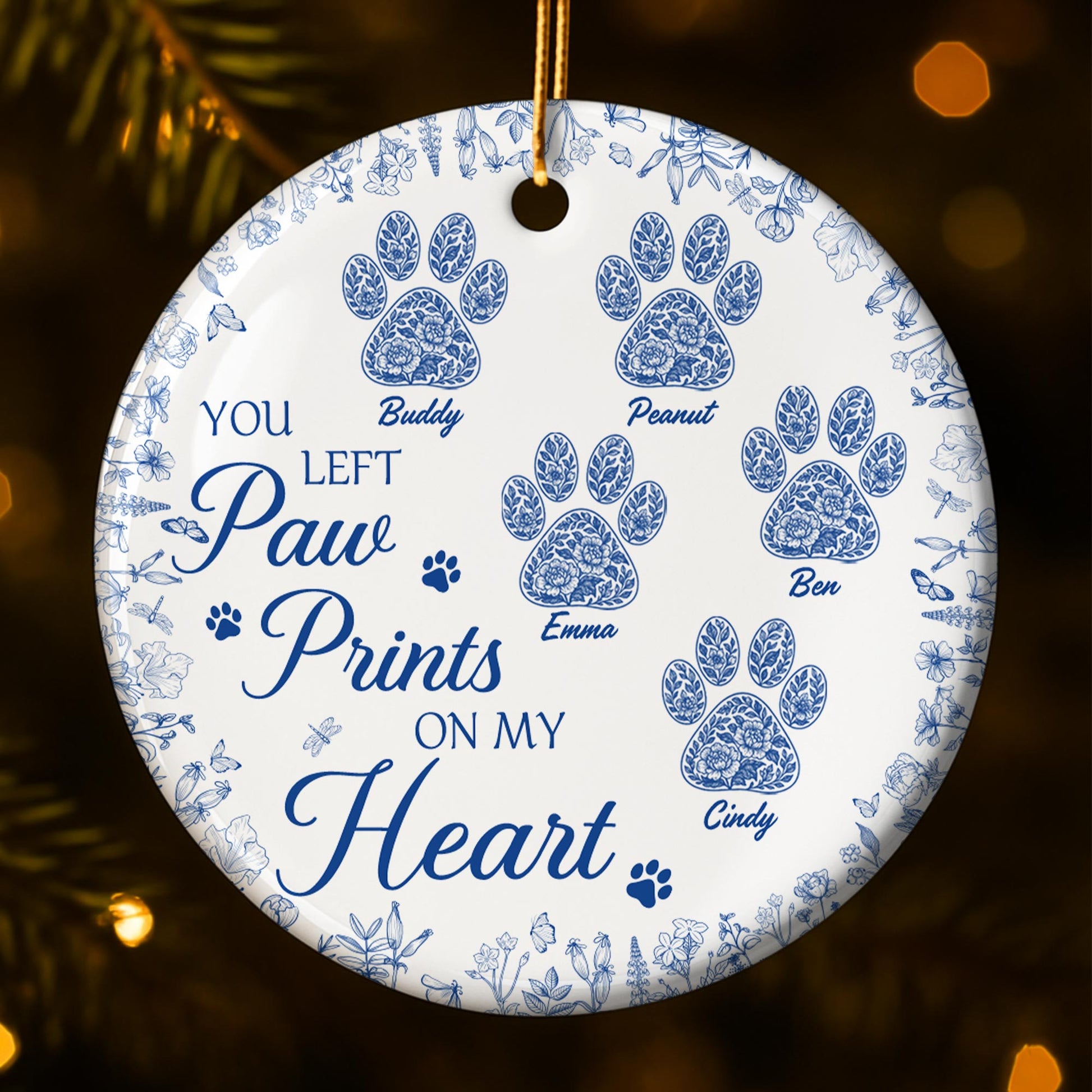 You Left Paw Prints On My Heart With Floral Design