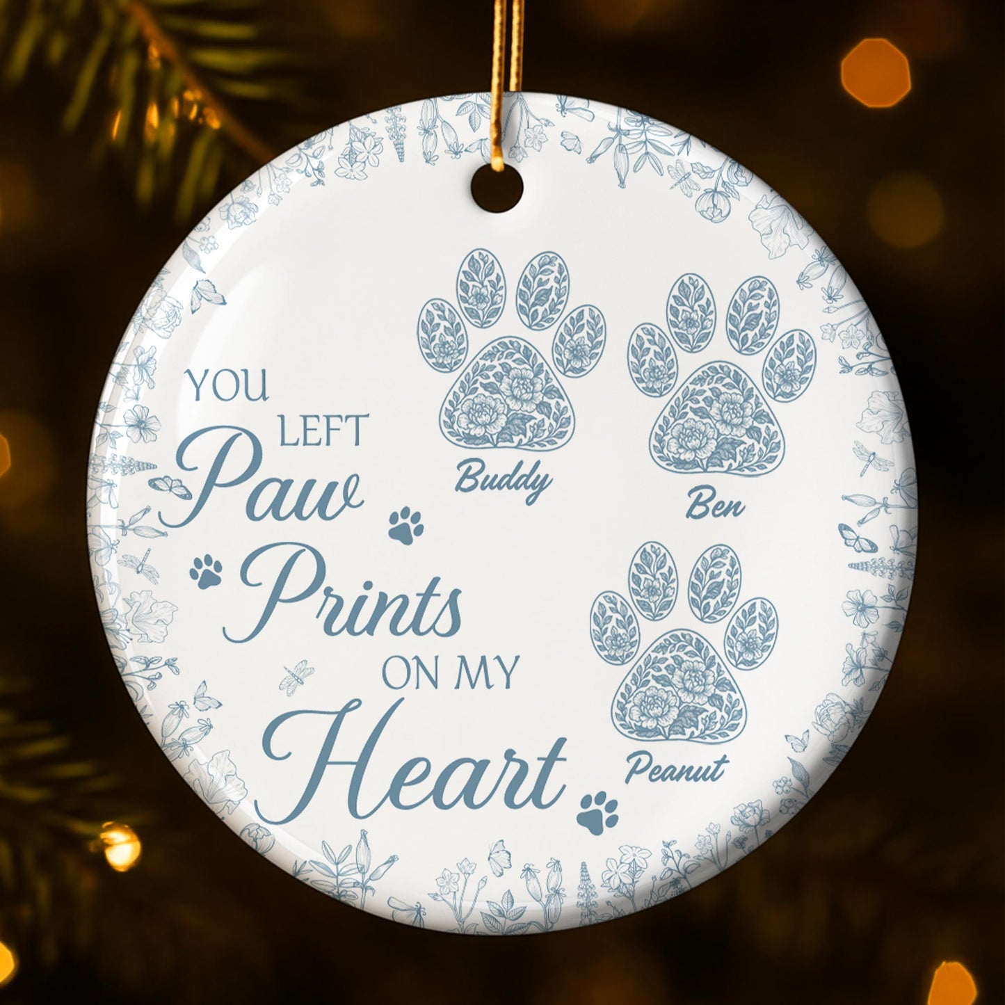 You Left Paw Prints On My Heart With Floral Design