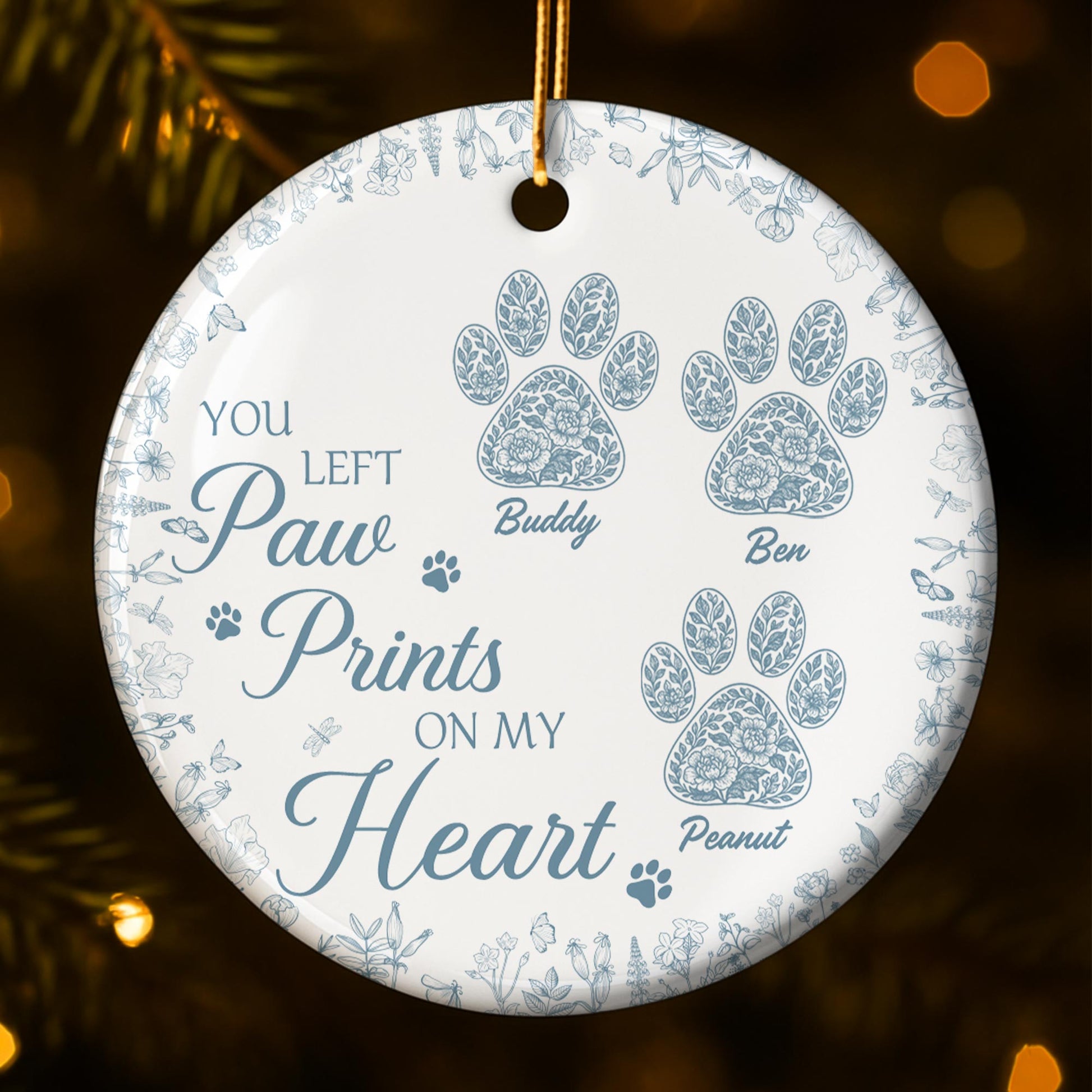 You Left Paw Prints On My Heart With Floral Design