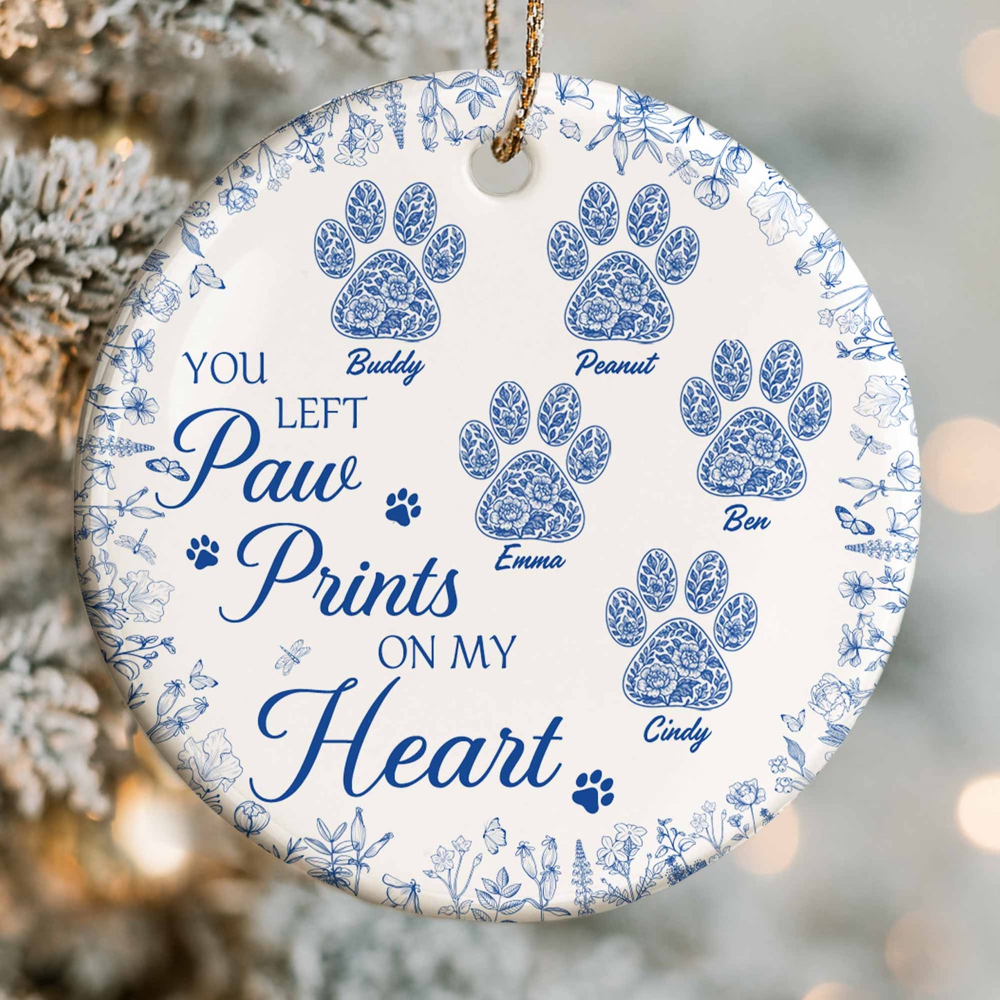 You Left Paw Prints On My Heart With Floral Design