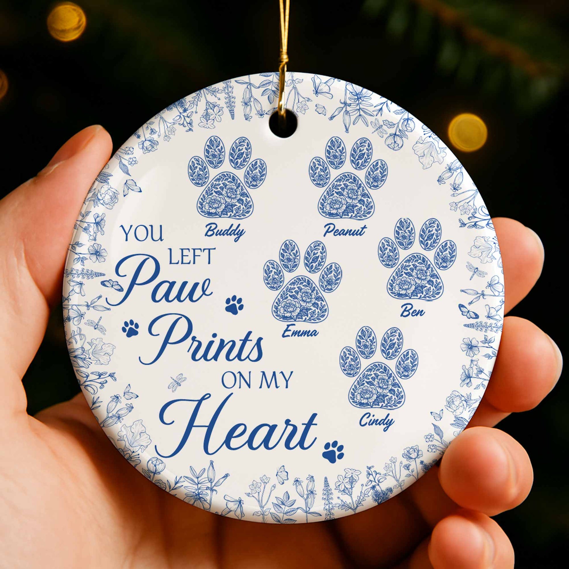 You Left Paw Prints On My Heart With Floral Design