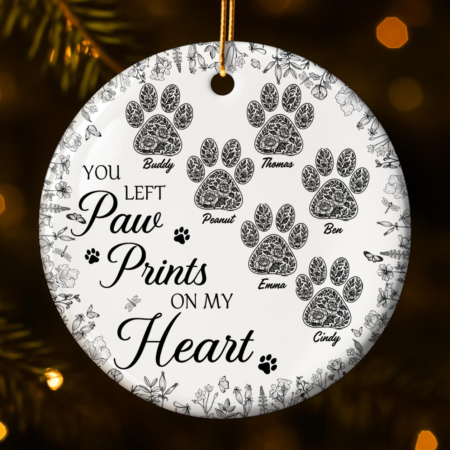 You Left Paw Prints On My Heart With Floral Design