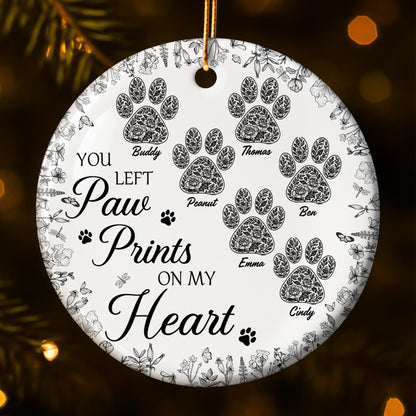You Left Paw Prints On My Heart With Floral Design