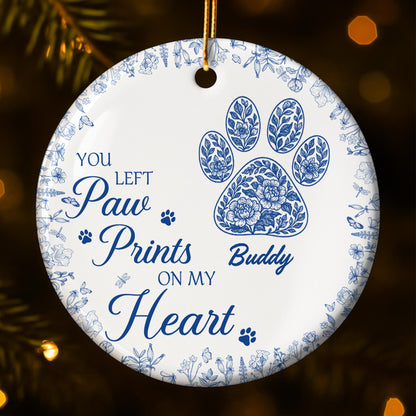 You Left Paw Prints On My Heart With Floral Design
