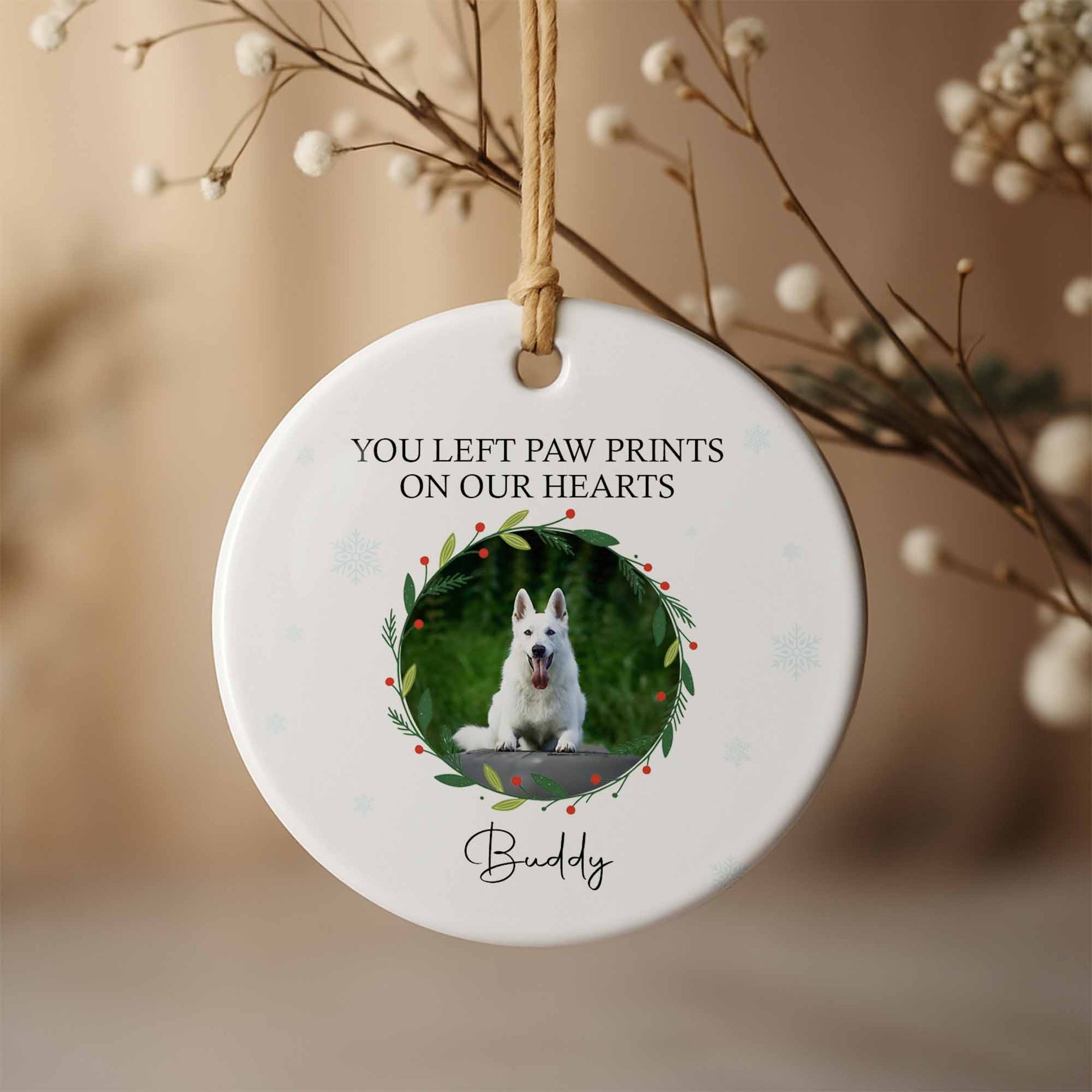 You Left Paw Prints On Our Hearts Holiday Ornament