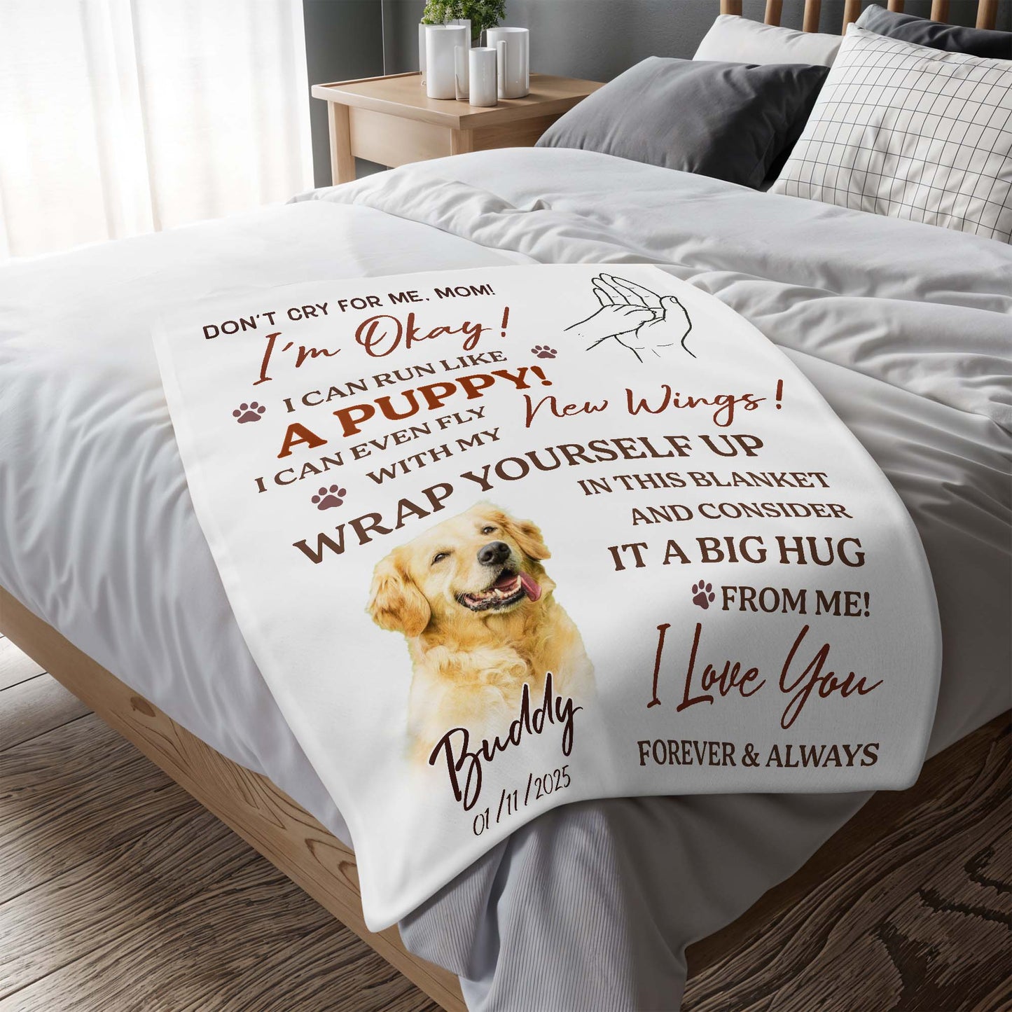 Don't Cry For Me Mom, I'm Okay, Dog And Wings Design