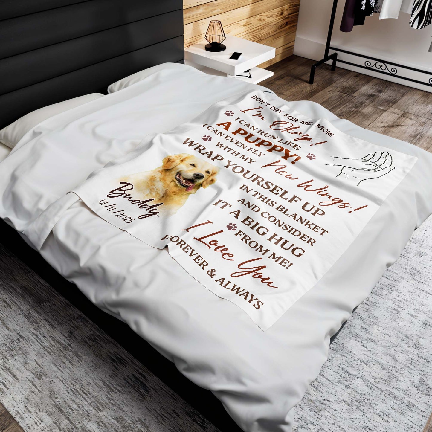 Don't Cry For Me Mom, I'm Okay, Dog And Wings Design