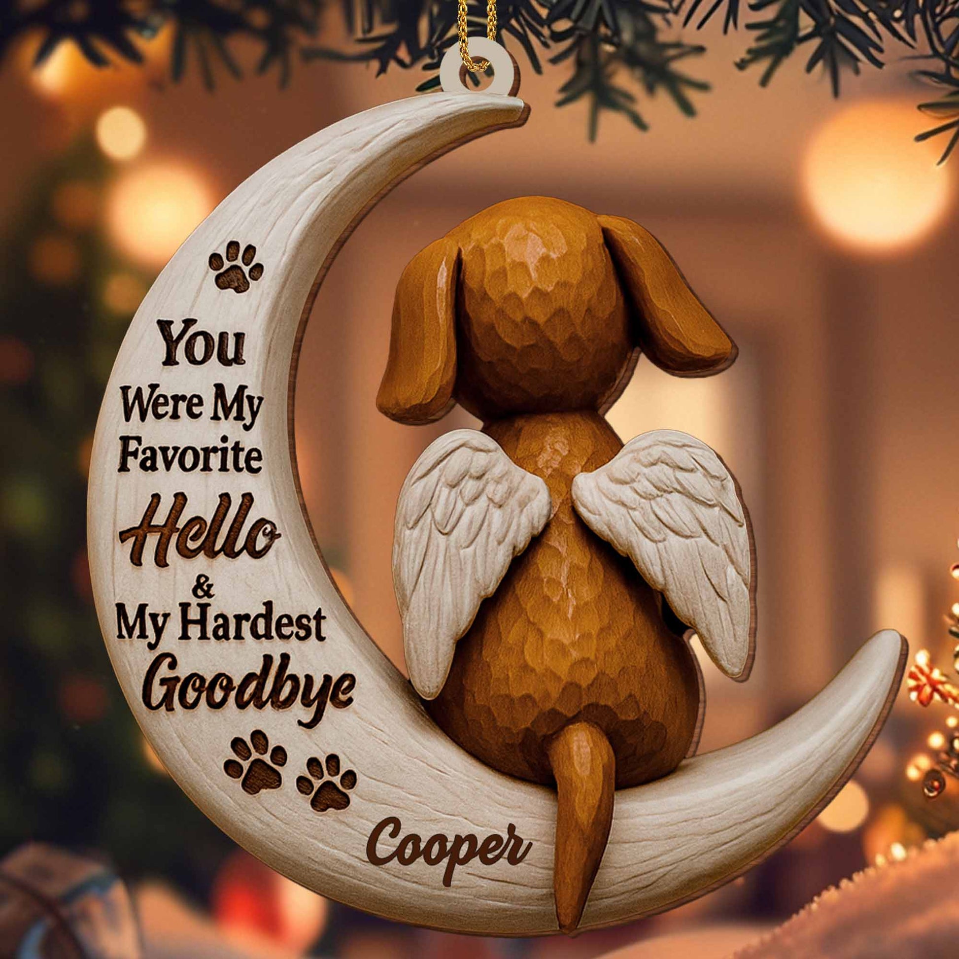 Favorite Hello & Hardest Goodbye Dog Memorial Ornament