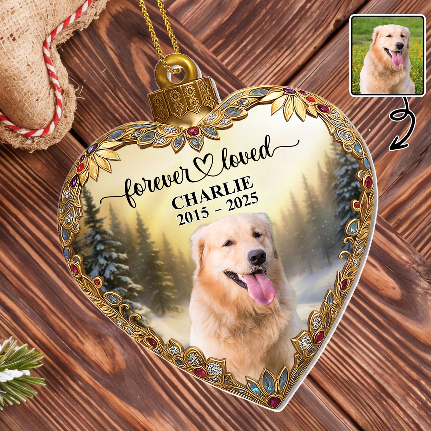 Forever Loved, Heart With Decorative Dog Portrait