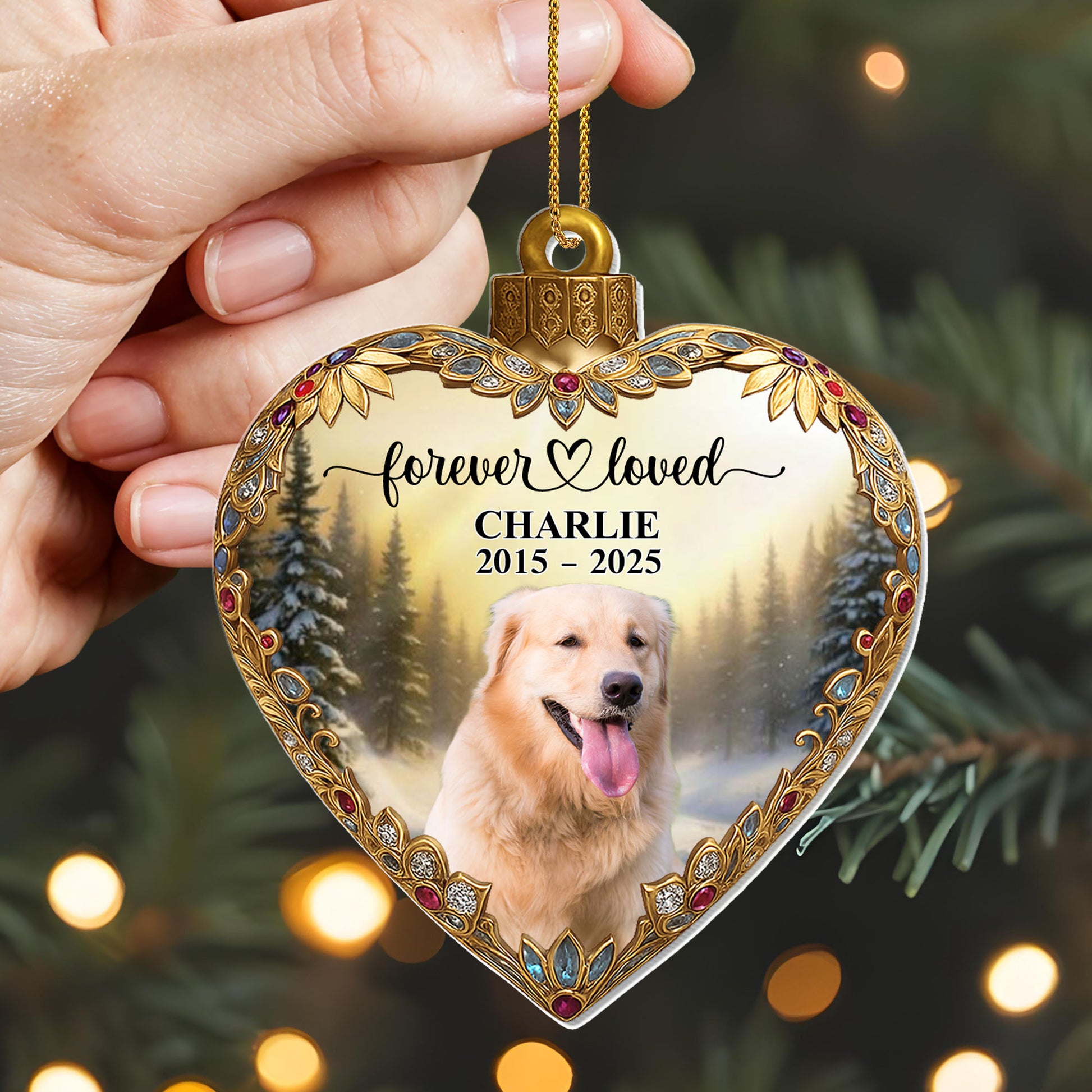 Forever Loved, Heart With Decorative Dog Portrait