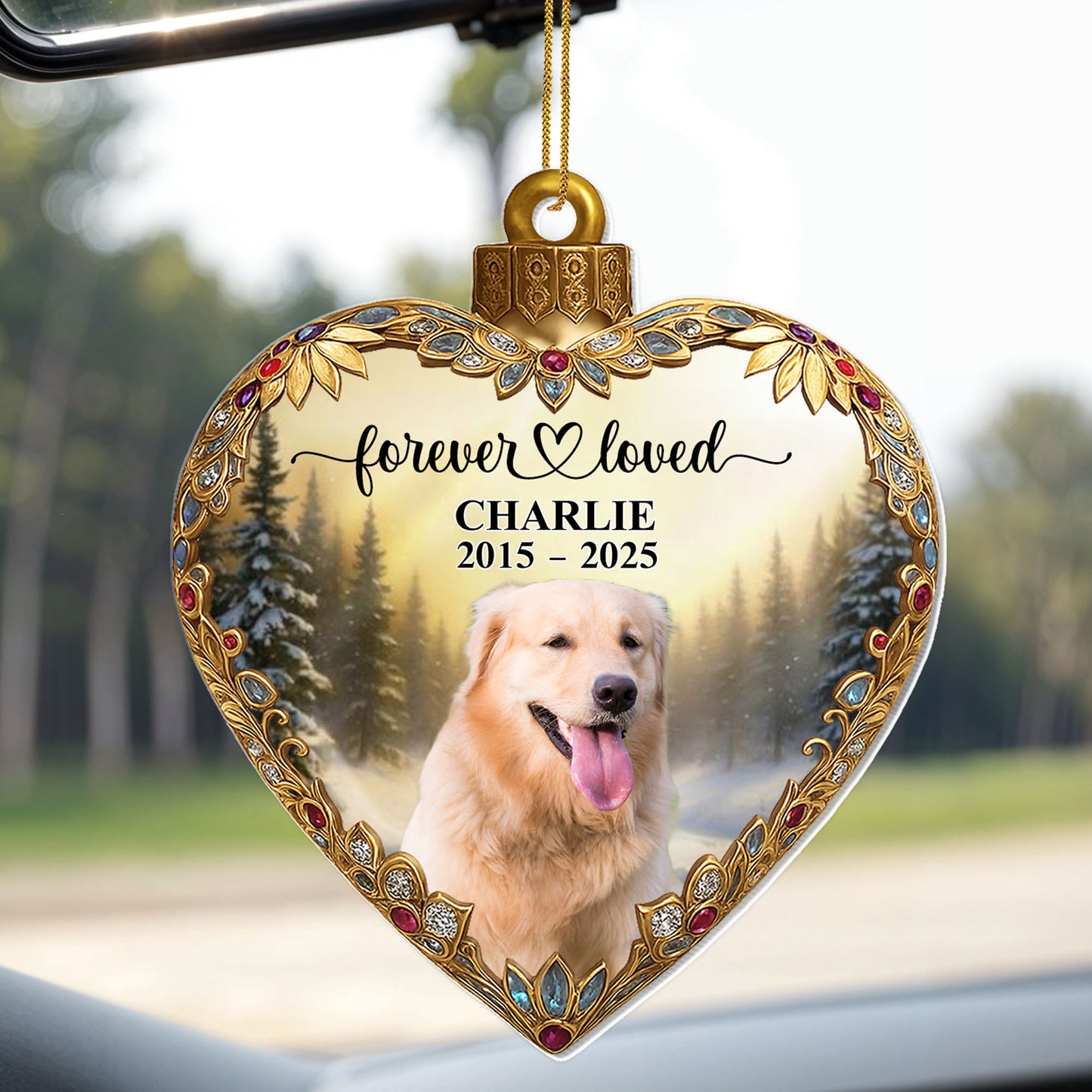 Forever Loved, Heart With Decorative Dog Portrait