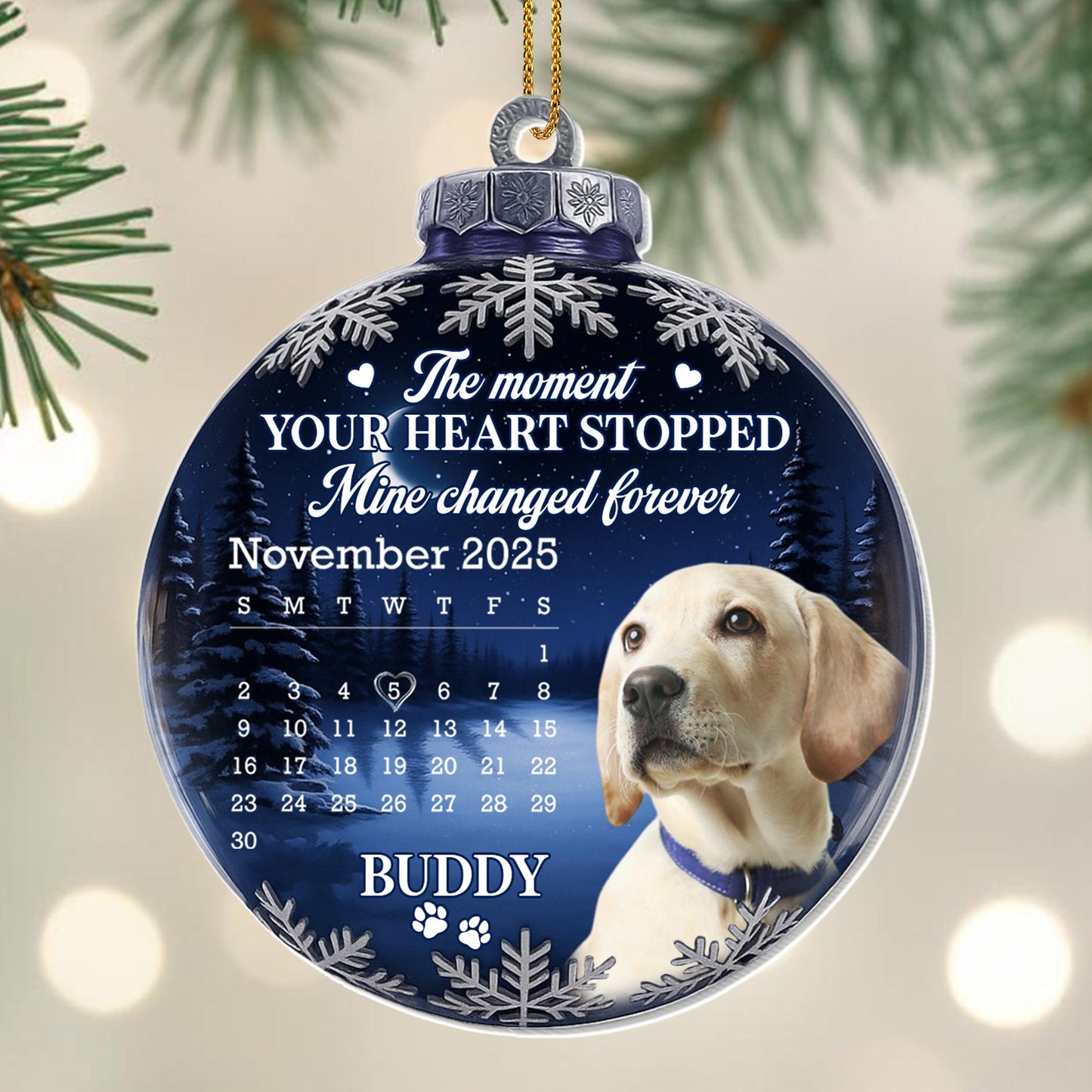 The Moment Your Heart Stopped, Heart and Winter Scene Ornament - Personalized Custom Acrylic Ornament, Christmas Gift - PME145_ACO