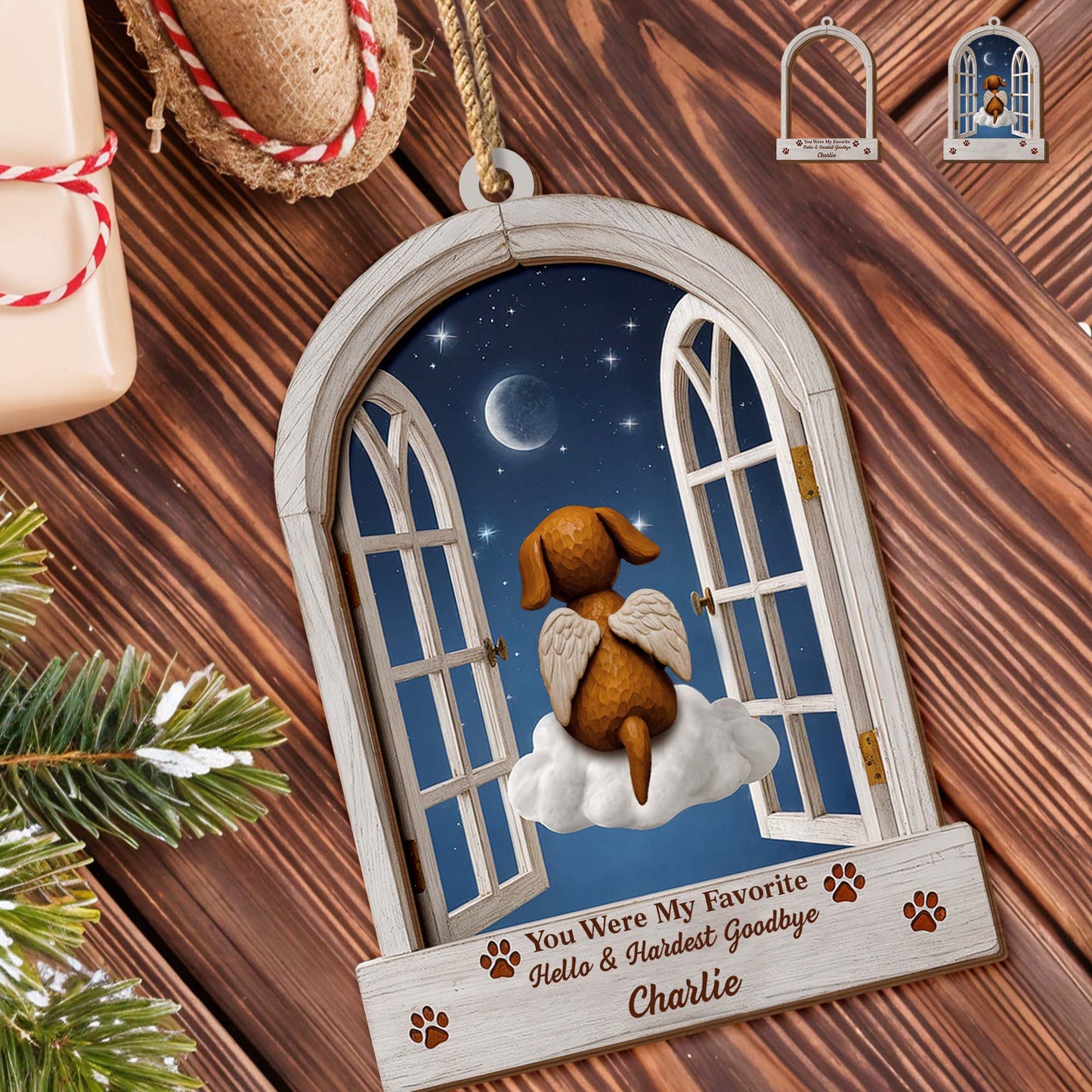 Favorite Hello & Hardest Goodbye Angel Dog Ornament