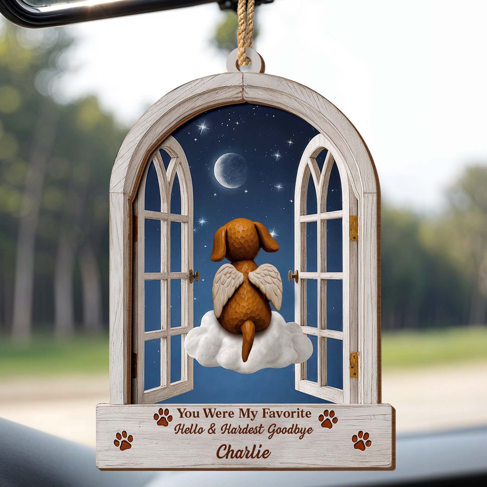 Favorite Hello & Hardest Goodbye Angel Dog Ornament
