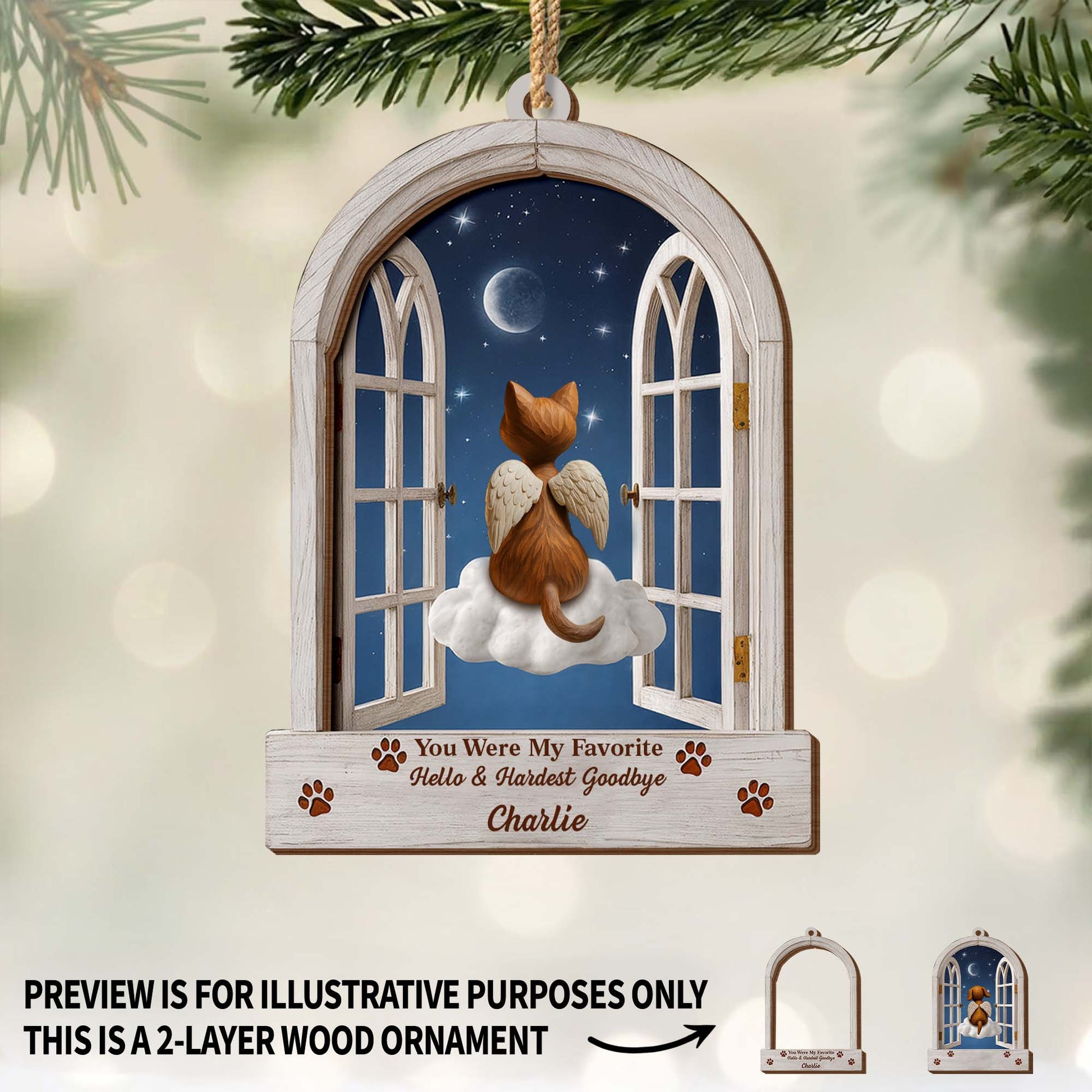 Favorite Hello & Hardest Goodbye Angel Dog Ornament