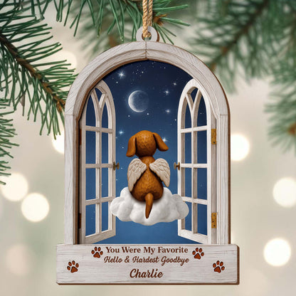 Favorite Hello & Hardest Goodbye Angel Dog Ornament