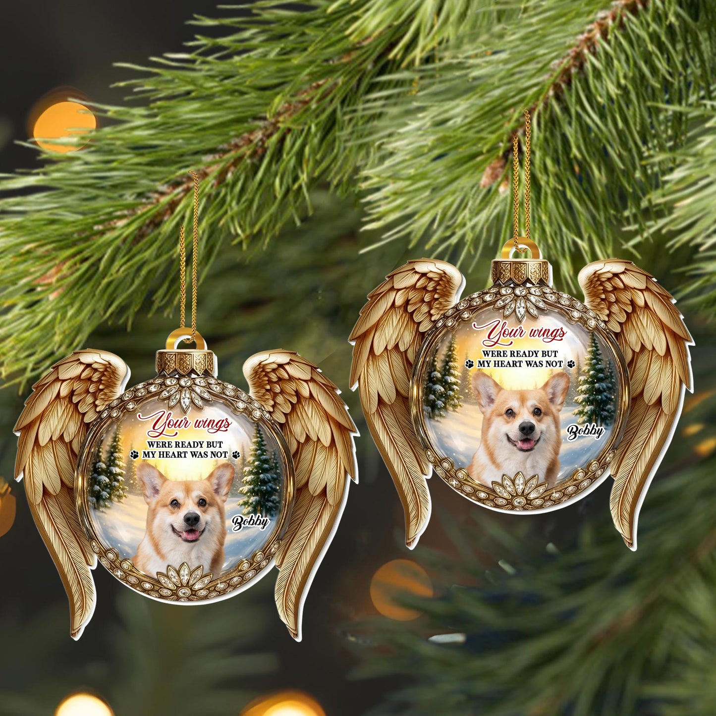 Your Wings Were Ready But My Heart Was Not, Angel Wings - Personalized Custom Acrylic Ornament, Christmas Gift - PME150_ACO