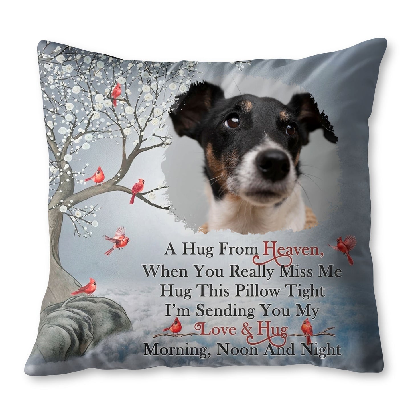 A Hug From Heaven, Pillow With Dog And Birds