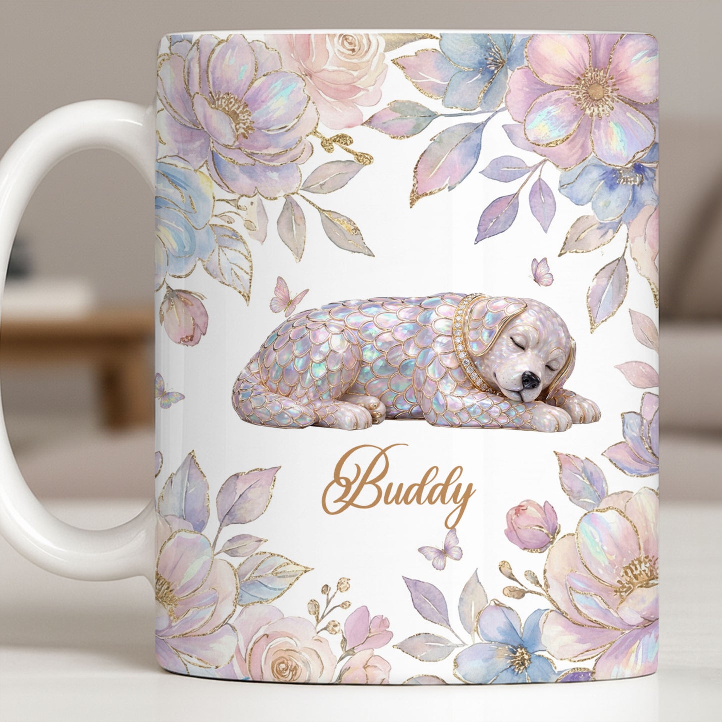 Surround Yourself With Love And Joy Featuring Dog And Flowers