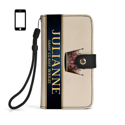 Queen Beige - Bespoke Phone Leather Wallet - Q02BGPW
