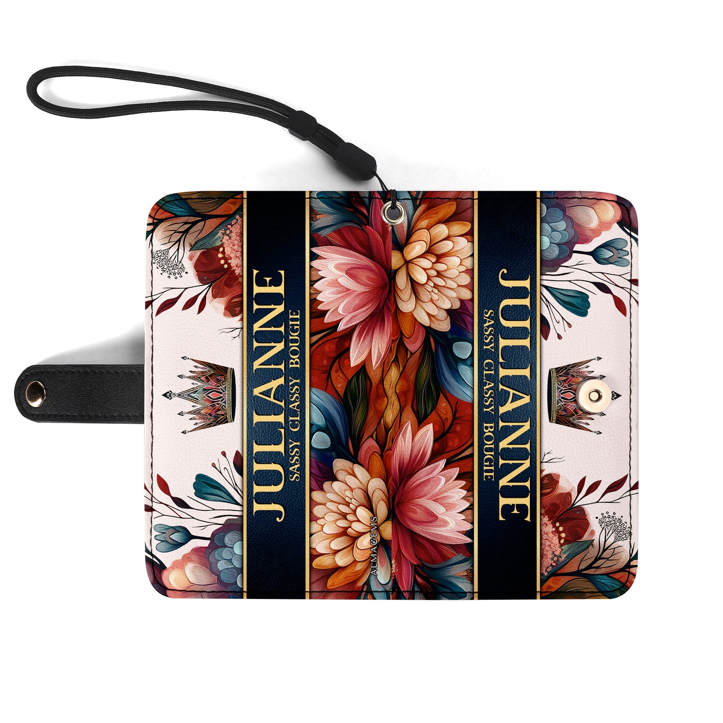 Queen Flowers - Bespoke Phone Leather Wallet - Q02FPW