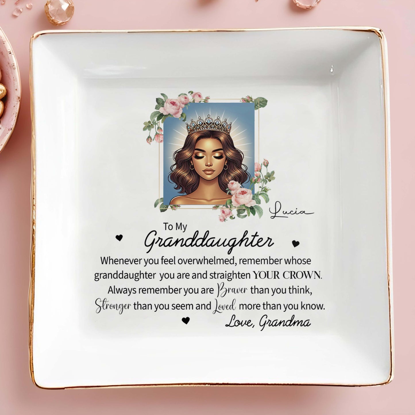 To My Granddaughter - Personalized Custom Jewelry Dish - QCUS001_SCRD