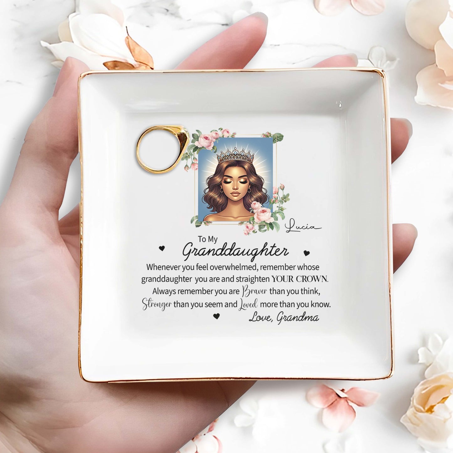 To My Granddaughter - Personalized Custom Jewelry Dish - QCUS001_SCRD