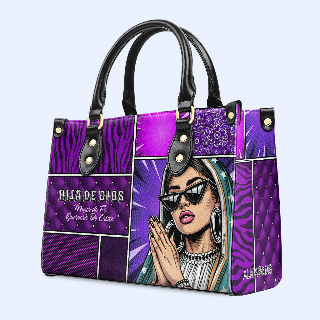 Hija De Dios - Bolso de mano de cuero personalizado - QCUS014_HB