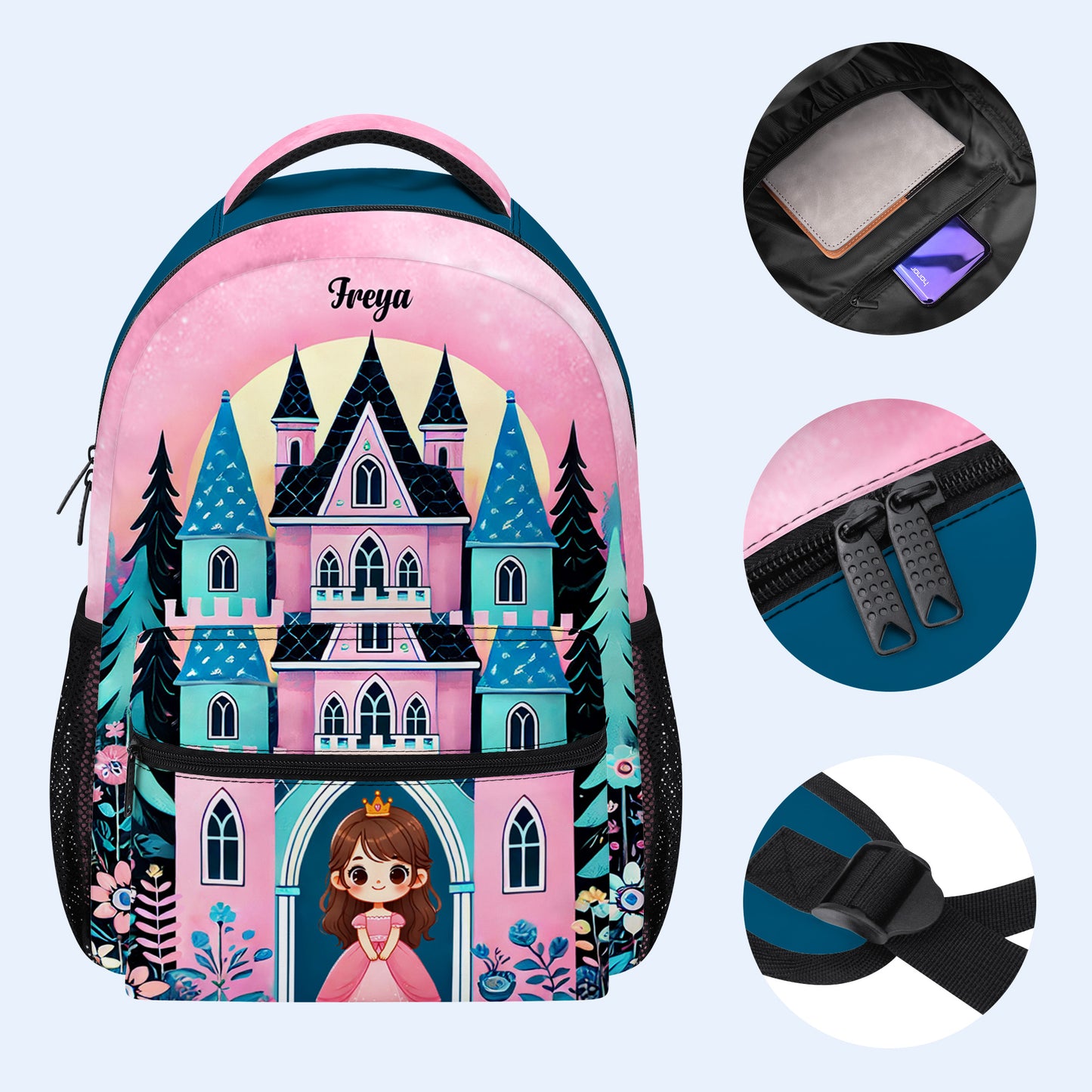 Castillo de princesas - Mochila personalizada personalizada - QCUS018_CB