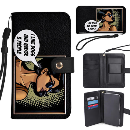 Personalize with Custom Art and Text - Bespoke Phone Leather Wallet - QCUSTOM01PW