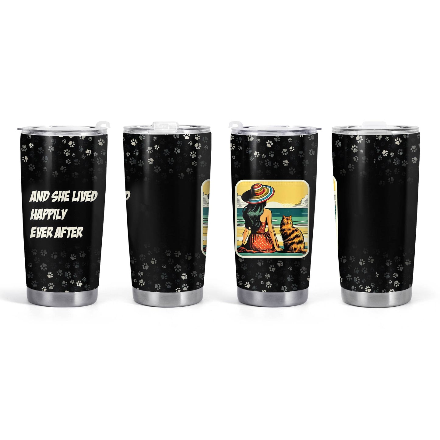 Custom Comic Art With Your Pet - Personalized Stainless Steel Tumbler 20oz - QCUSTOM03TB