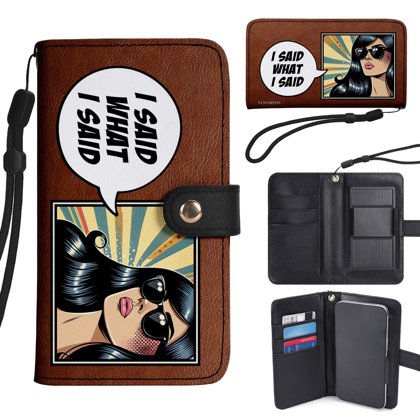 Special Custom Art and Text - Bespoke Phone Leather Wallet - QCUSTOM10PW