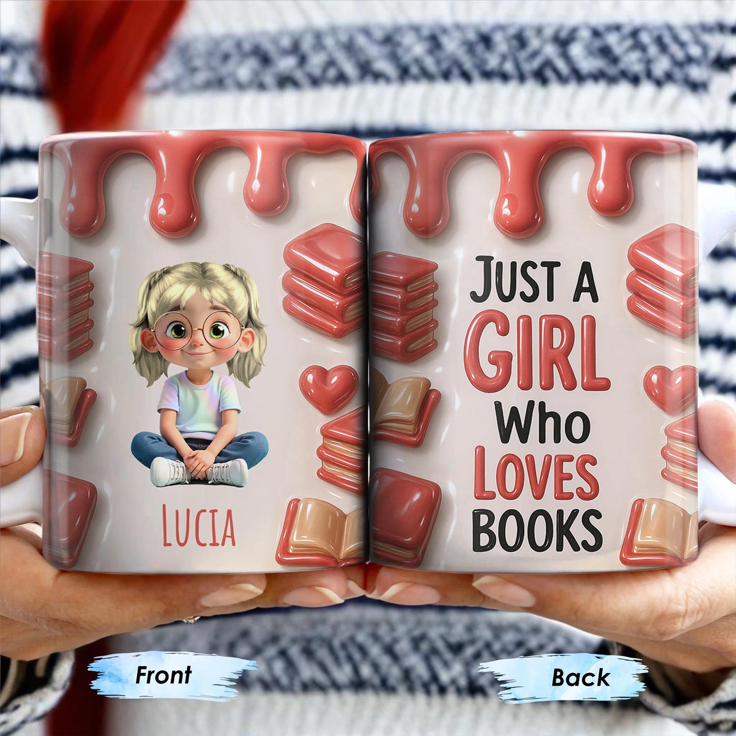 Just A Girl Who Loves Books, Hearts and Books Design