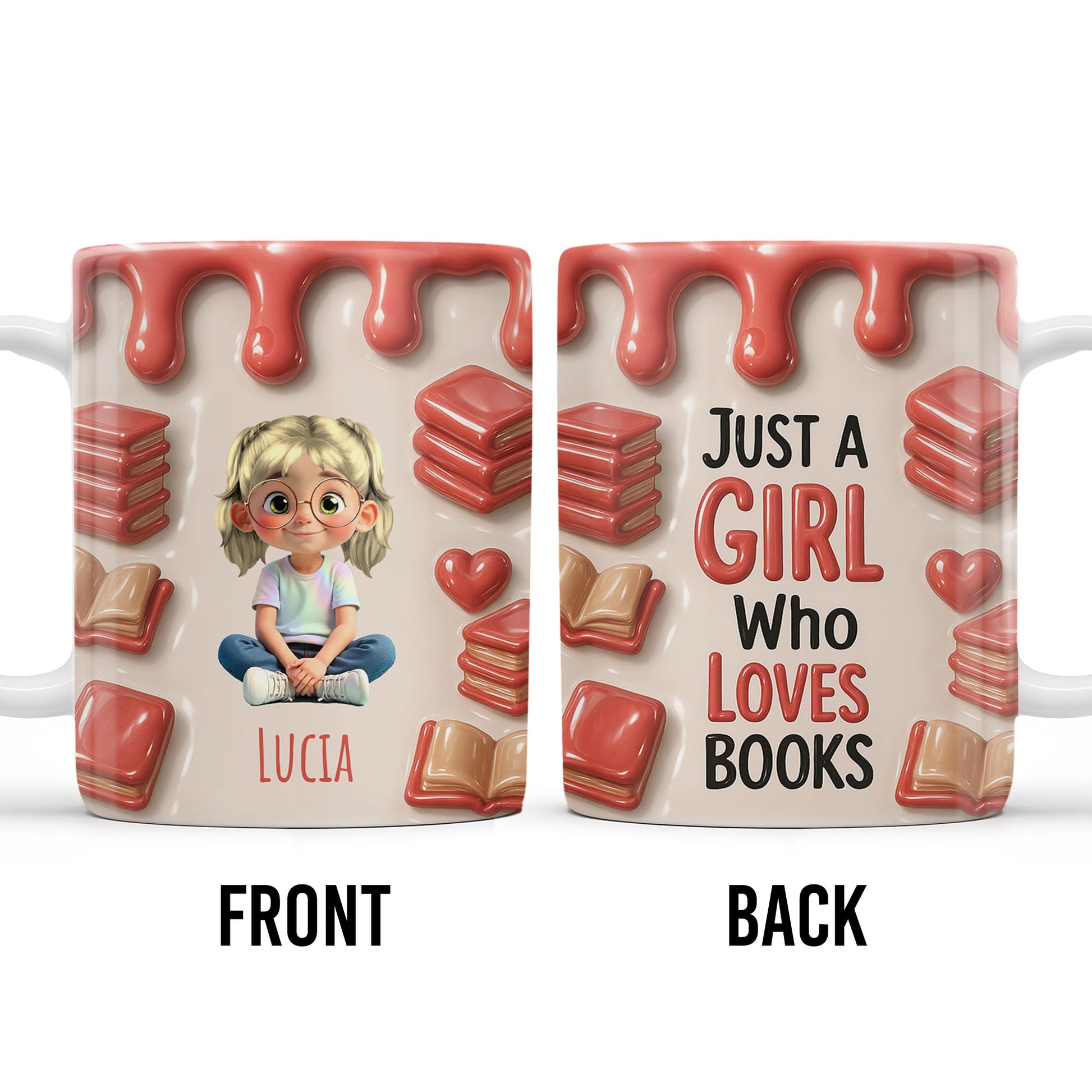 Just A Girl Who Loves Books, Hearts and Books Design