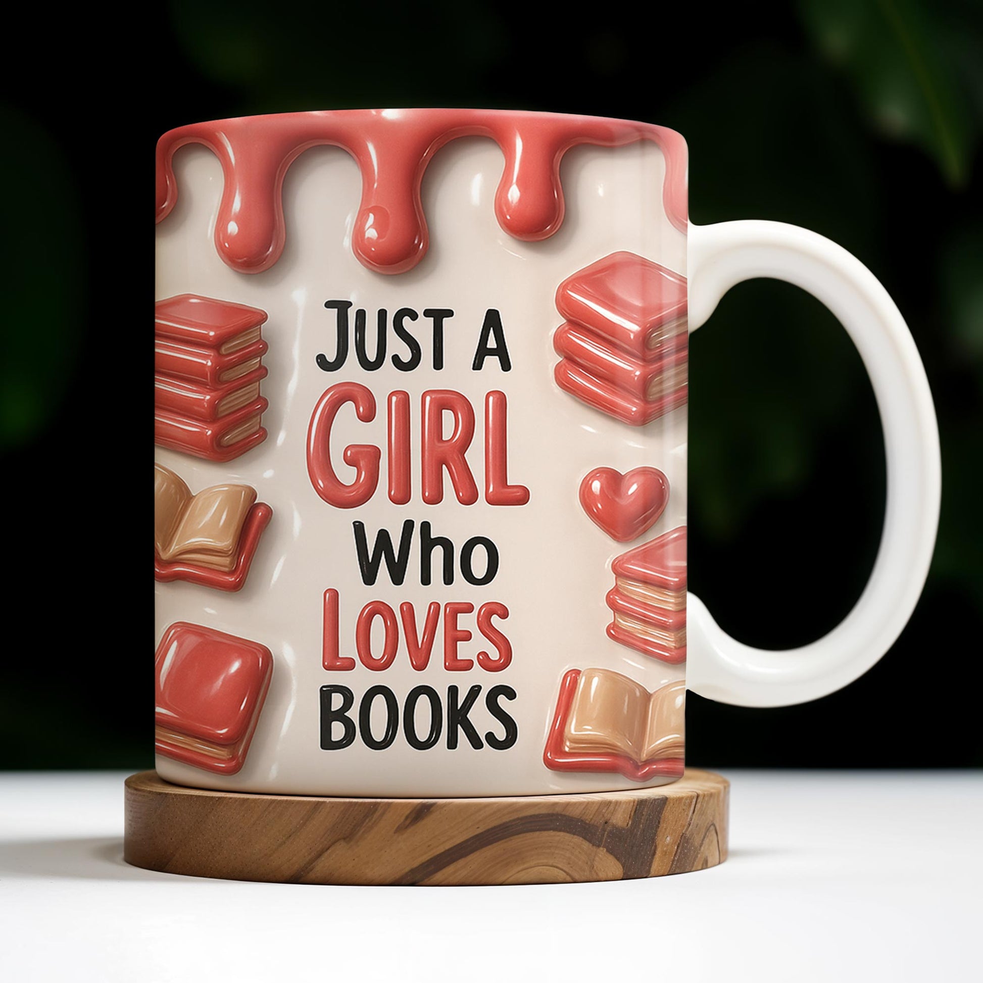Just A Girl Who Loves Books, Hearts and Books Design