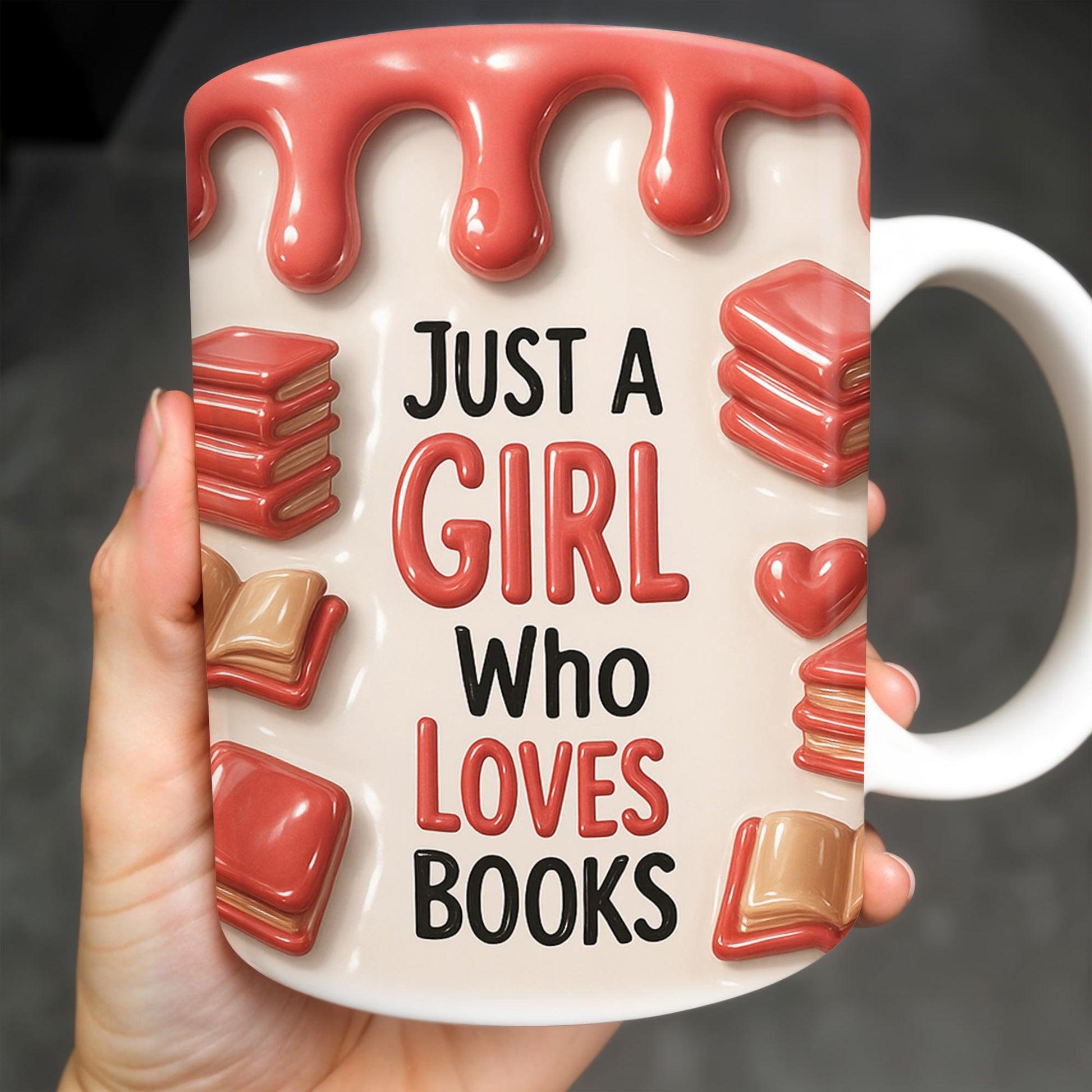 Just A Girl Who Loves Books, Hearts and Books Design