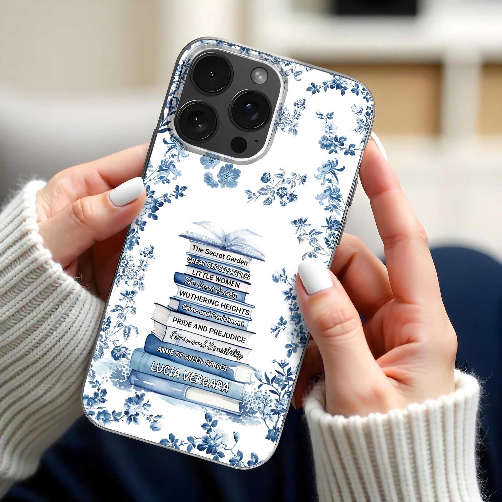 Classic Books And Floral Design Elegant Phone Case