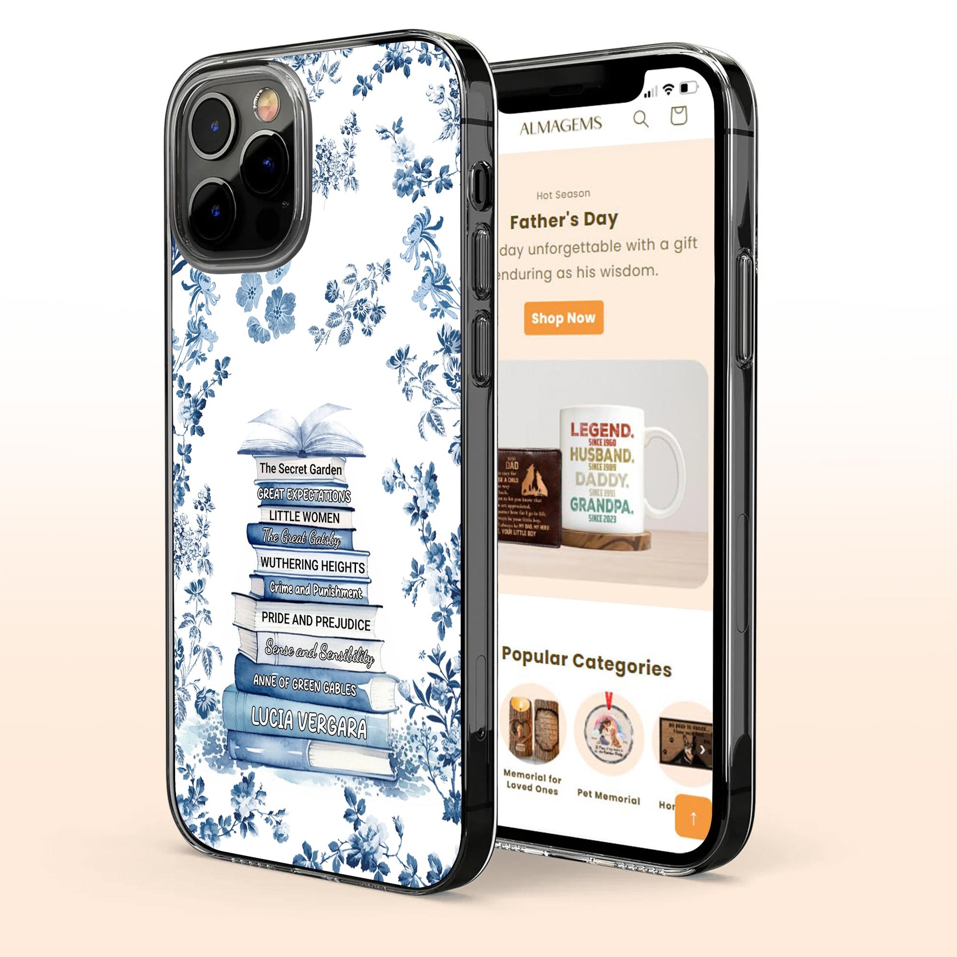 Classic Books And Floral Design Elegant Phone Case