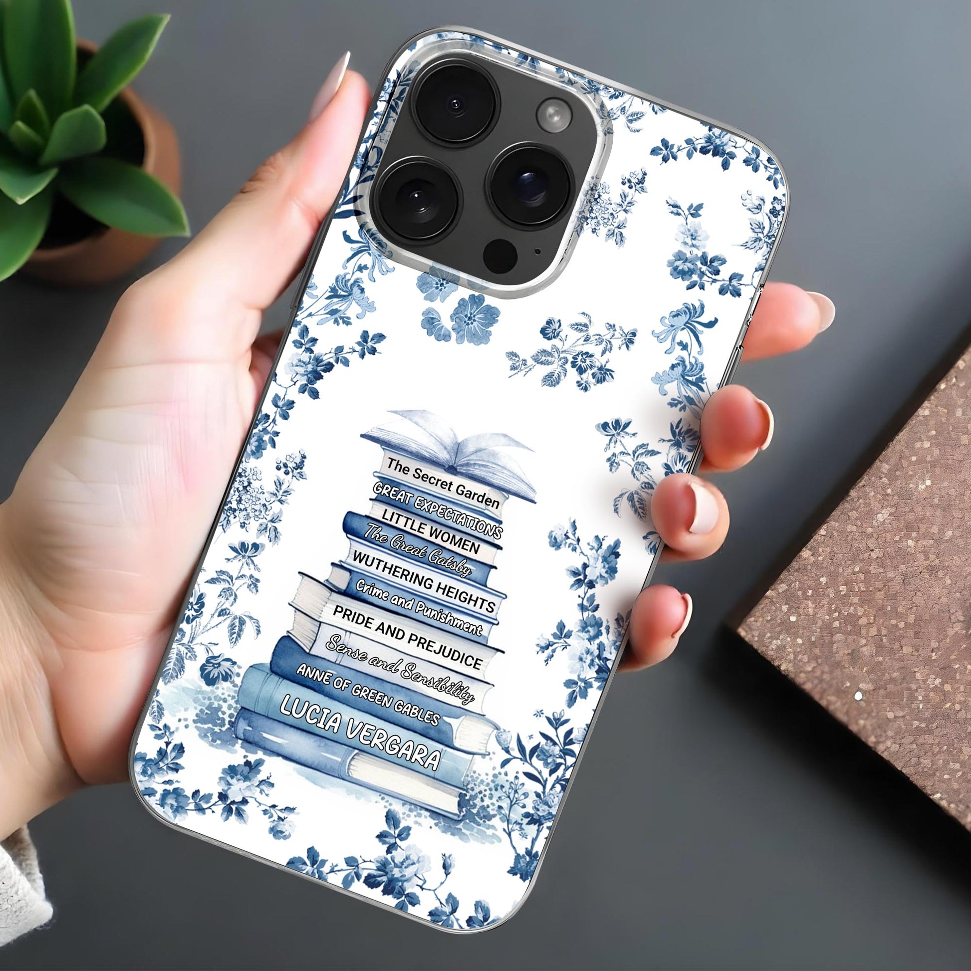 Classic Books And Floral Design Elegant Phone Case