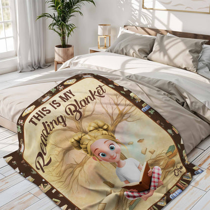 This Is My Reading Blanket With Books and Young Girl