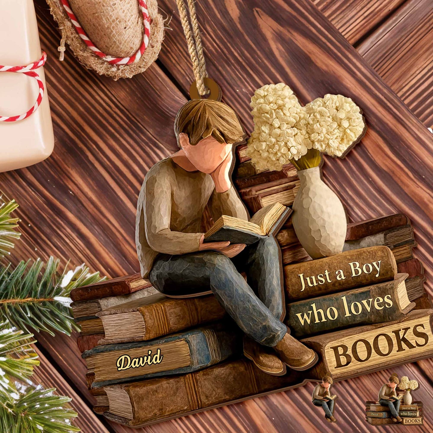 Just A Boy Who Loves Books Ornament
