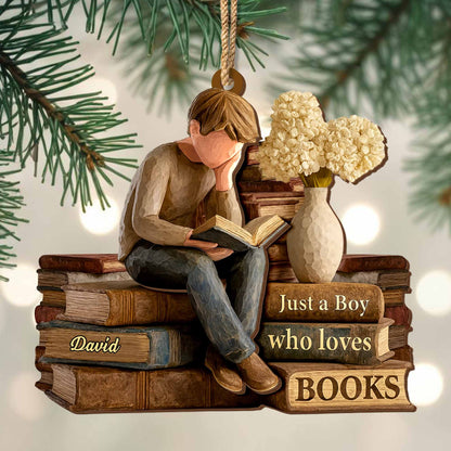 Just A Boy Who Loves Books Ornament