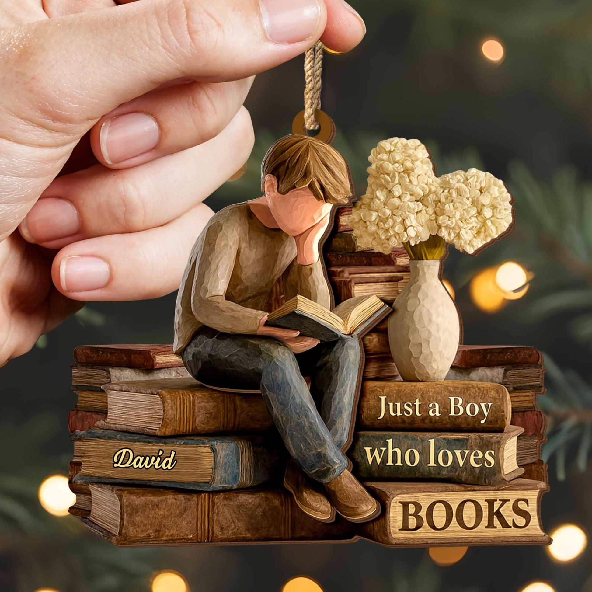 Just A Boy Who Loves Books Ornament