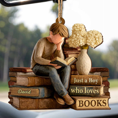 Just A Boy Who Loves Books Ornament